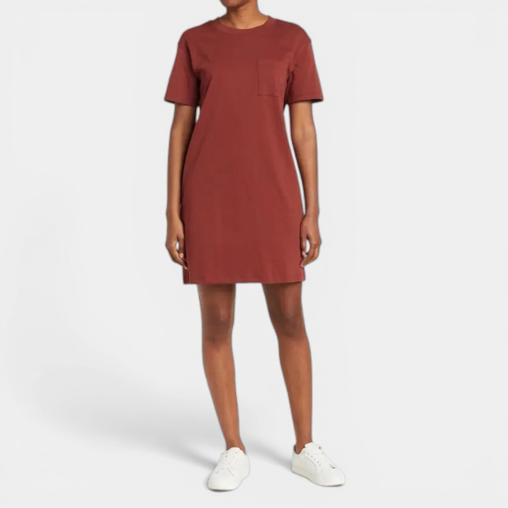 MADEWELL Tina Rusty Brown Tshirt Cotton Dress, Normcore Casual, Sz L